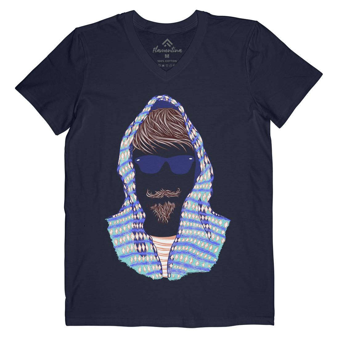 Hipster Mens Organic V-Neck T-Shirt Barber C943