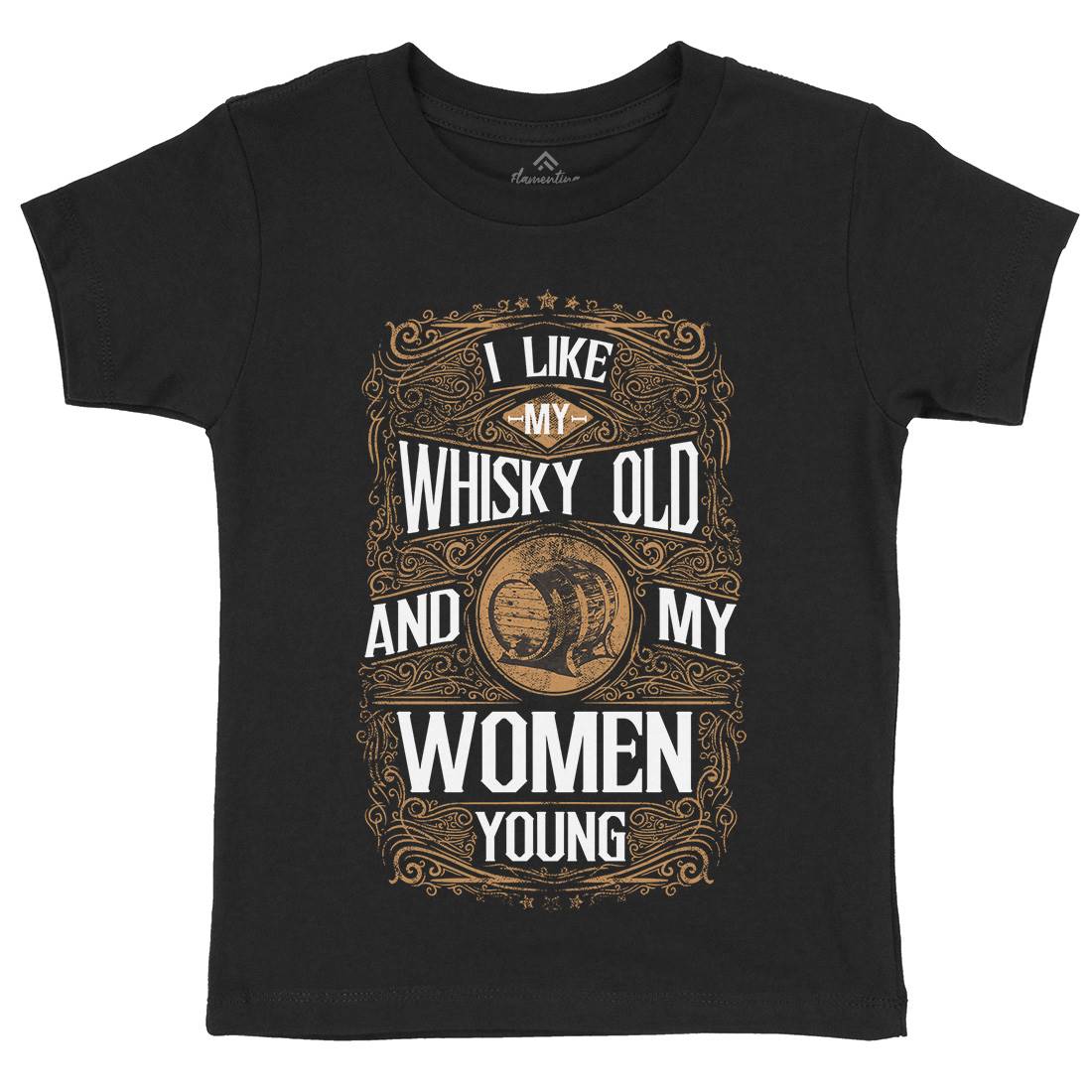 I Like My Whisky Old Kids Organic Crew Neck T-Shirt Drinks C946