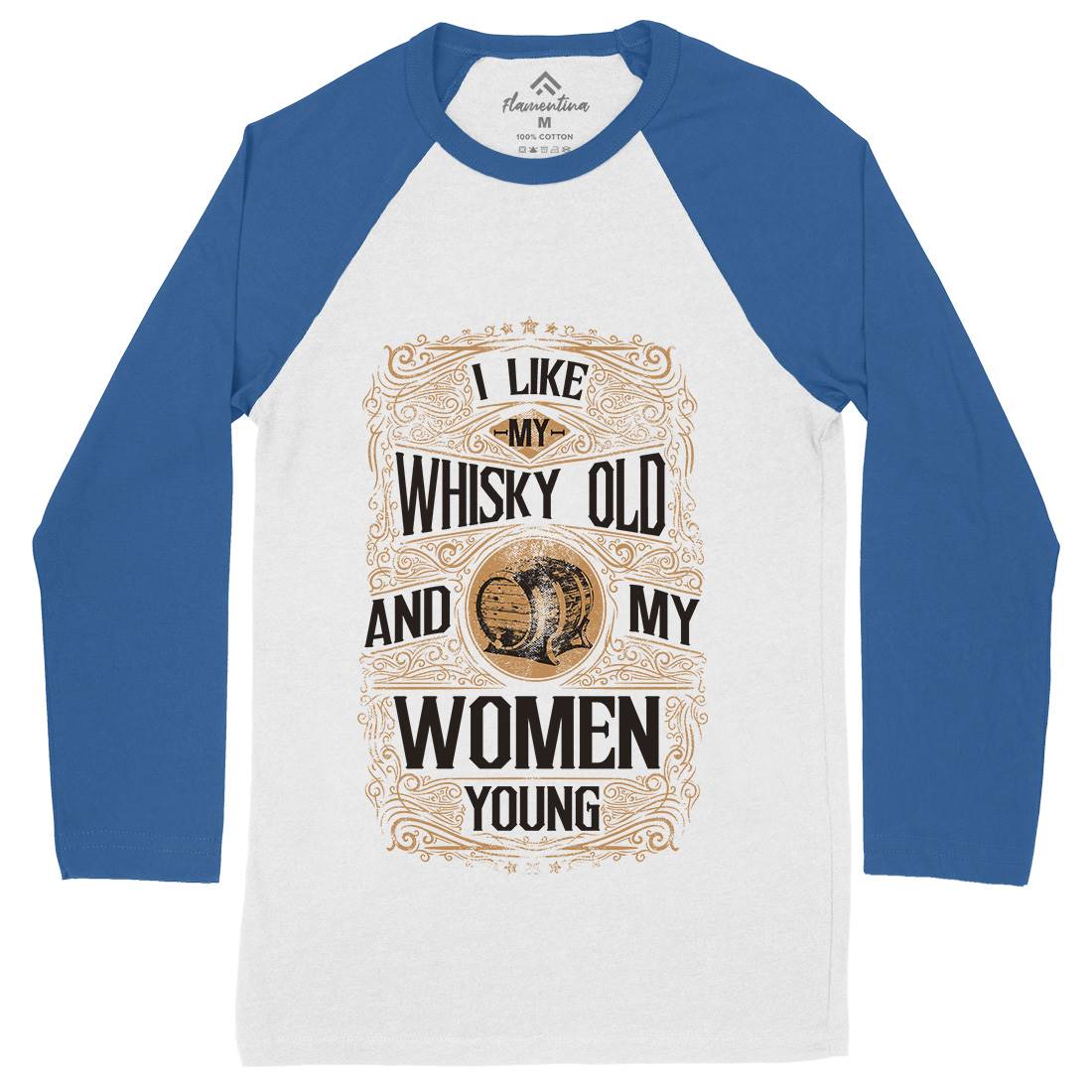 I Like My Whisky Old Mens Long Sleeve Baseball T-Shirt Drinks C946