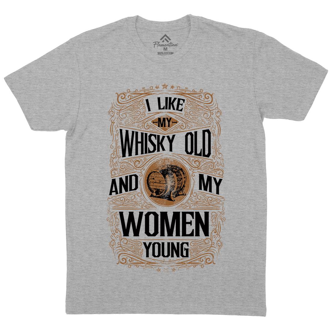 I Like My Whisky Old Mens Crew Neck T-Shirt Drinks C946