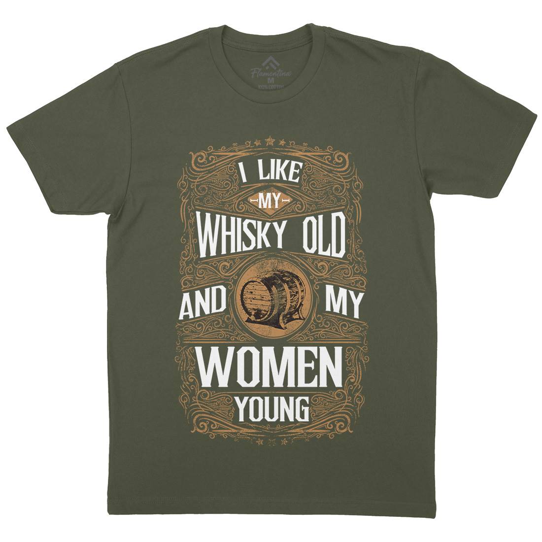 I Like My Whisky Old Mens Organic Crew Neck T-Shirt Drinks C946