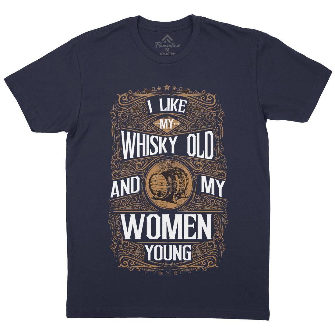 I Like My Whisky Old Mens Organic Crew Neck T-Shirt Drinks C946