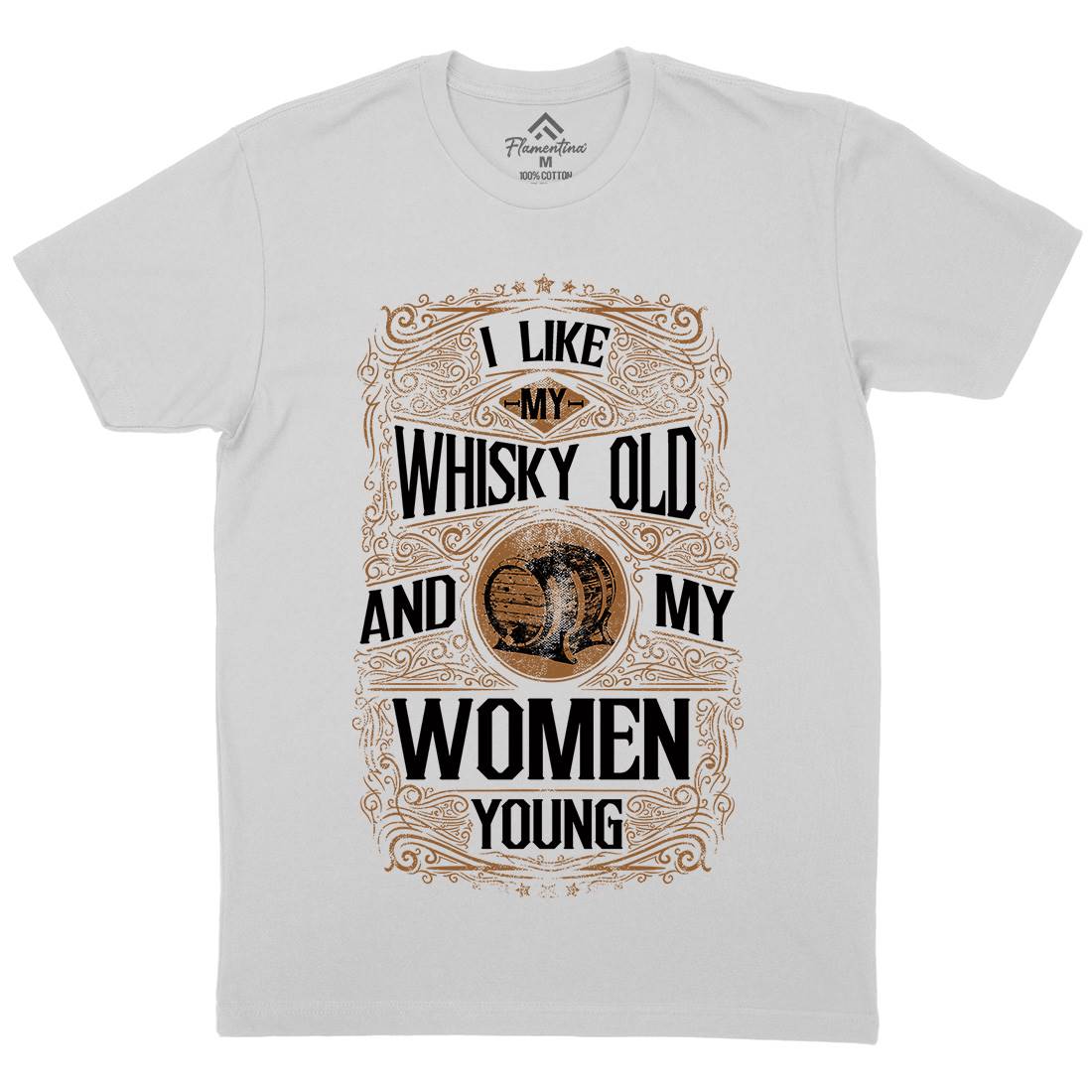 I Like My Whisky Old Mens Crew Neck T-Shirt Drinks C946