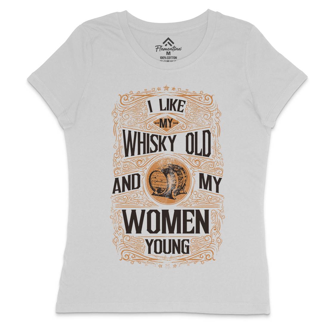 I Like My Whisky Old Womens Crew Neck T-Shirt Drinks C946