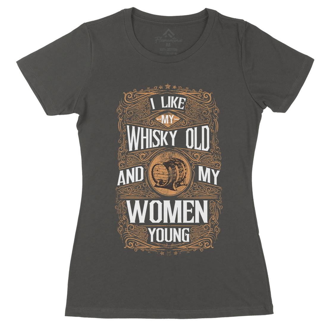 I Like My Whisky Old Womens Organic Crew Neck T-Shirt Drinks C946
