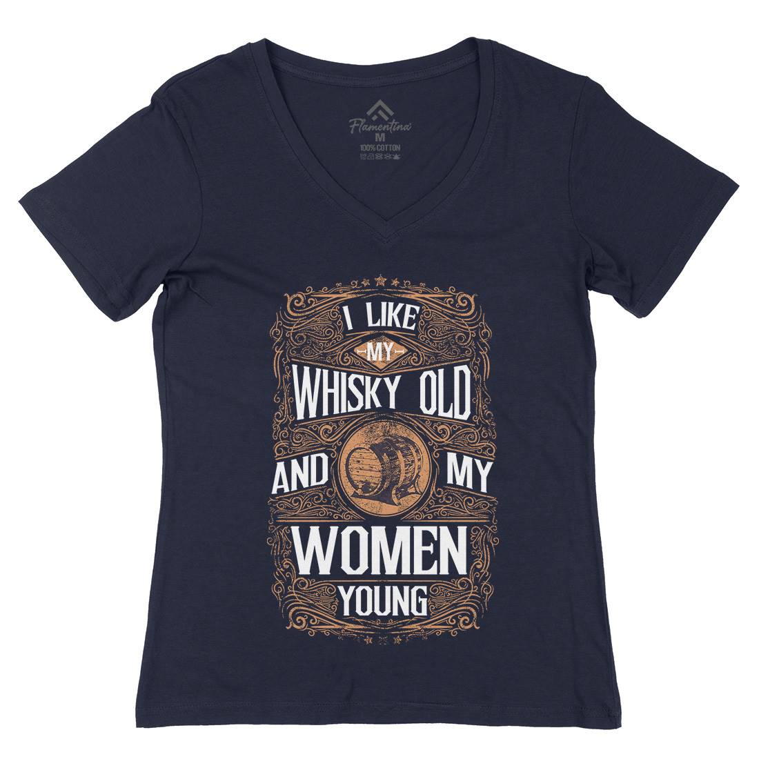I Like My Whisky Old Womens Organic V-Neck T-Shirt Drinks C946