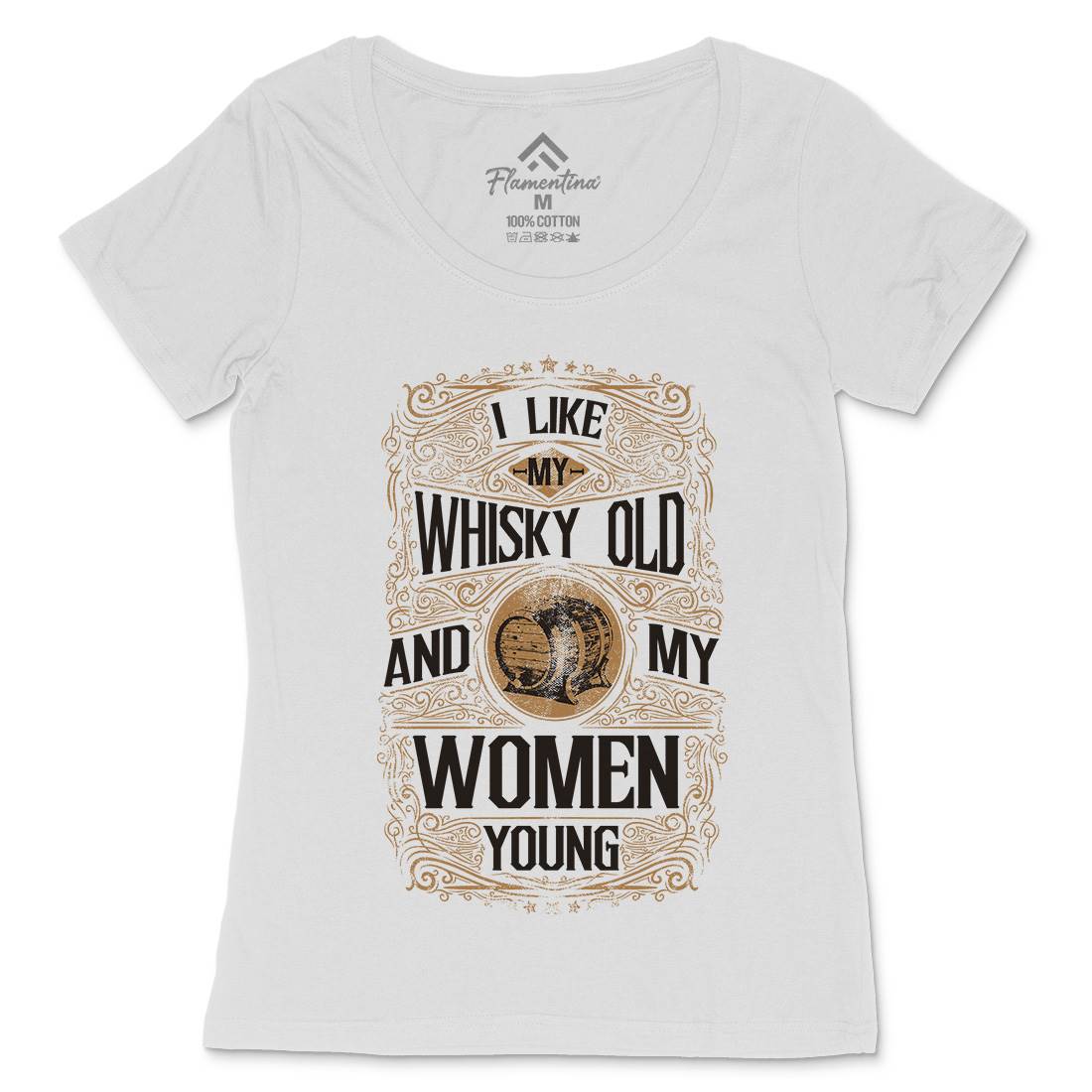I Like My Whisky Old Womens Scoop Neck T-Shirt Drinks C946