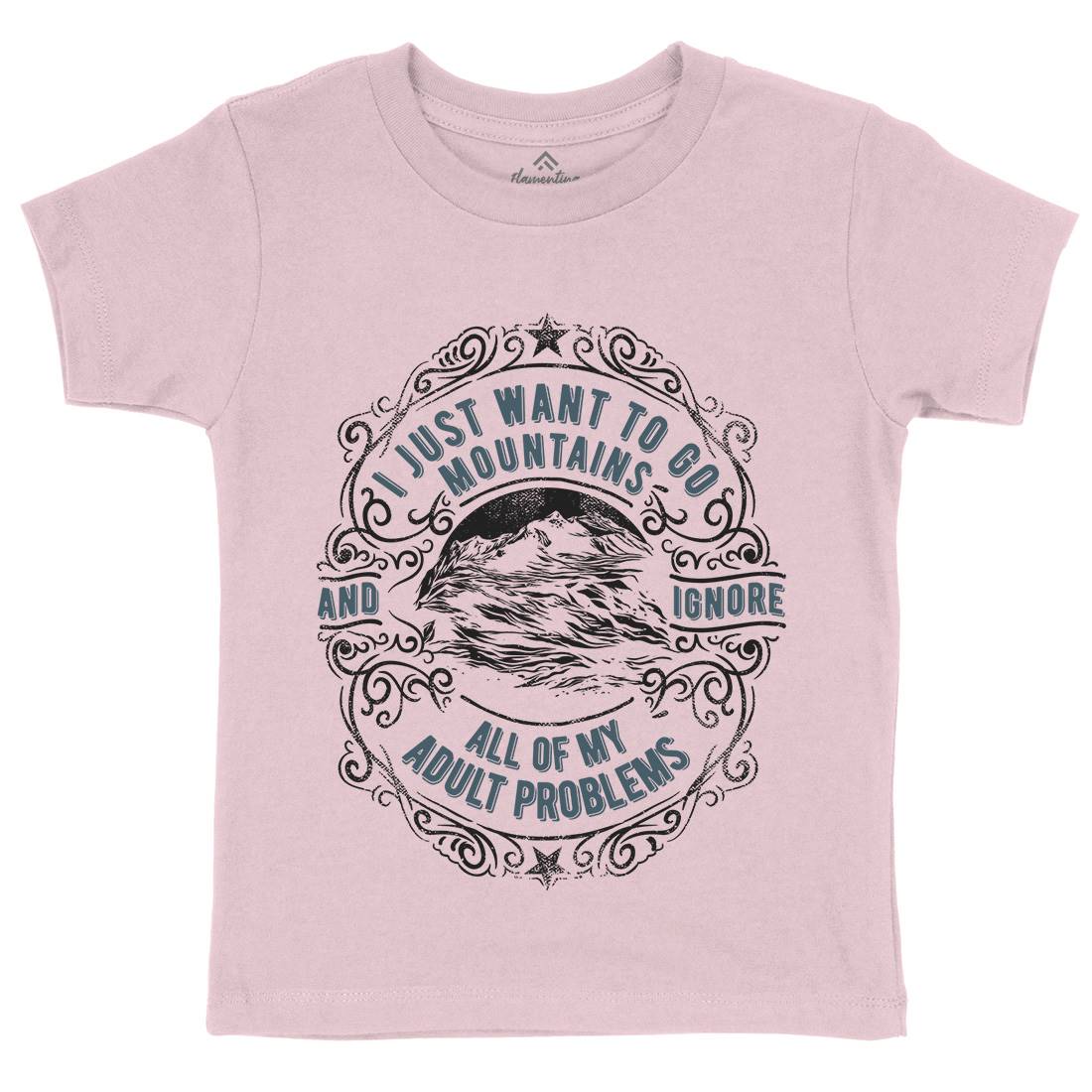 I Want To Go Mountains Kids Crew Neck T-Shirt Nature C948