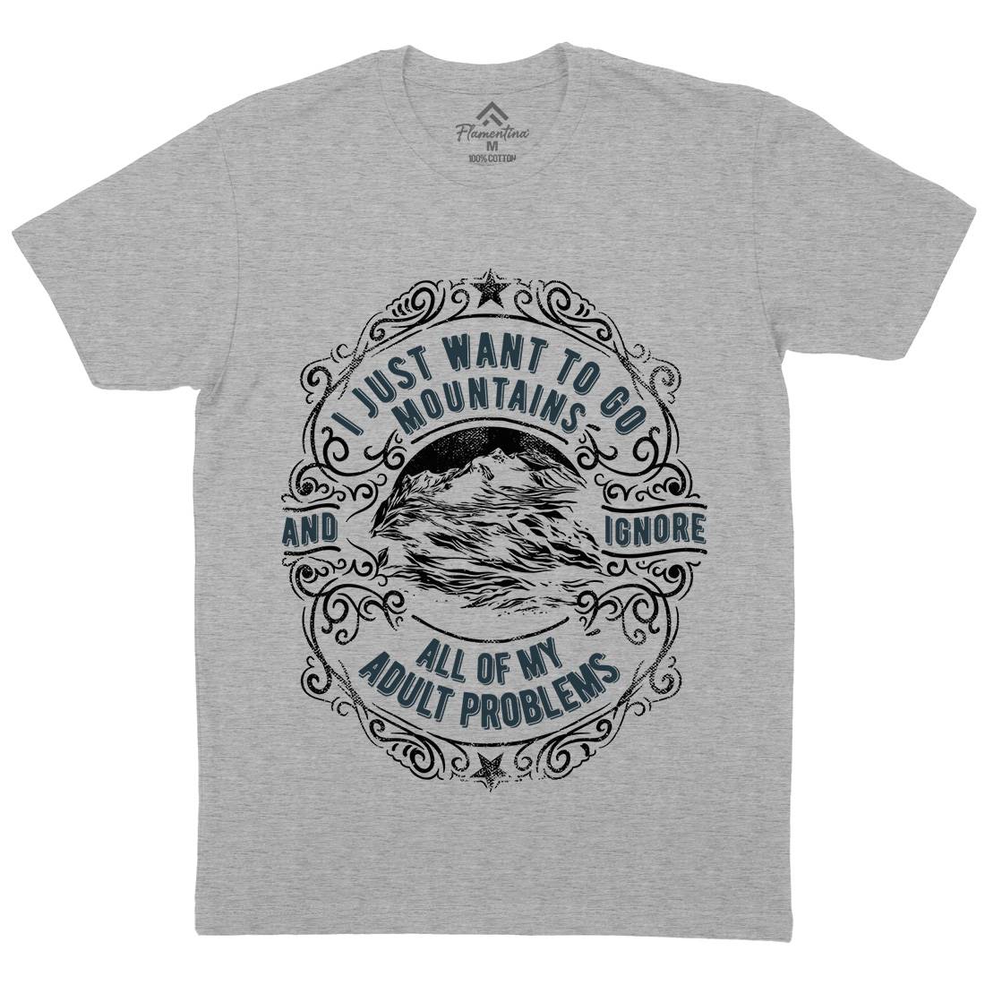 I Want To Go Mountains Mens Crew Neck T-Shirt Nature C948