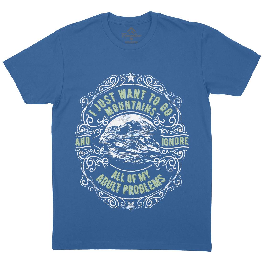 I Want To Go Mountains Mens Organic Crew Neck T-Shirt Nature C948