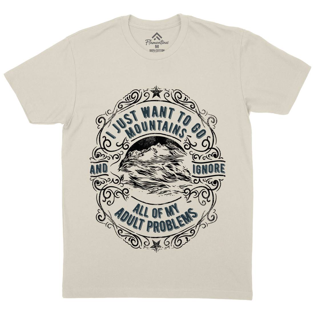 I Want To Go Mountains Mens Organic Crew Neck T-Shirt Nature C948