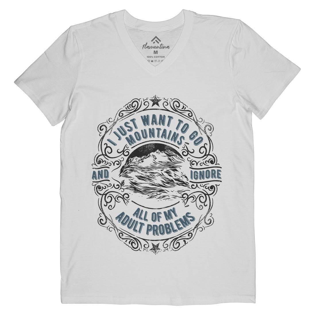 I Want To Go Mountains Mens Organic V-Neck T-Shirt Nature C948