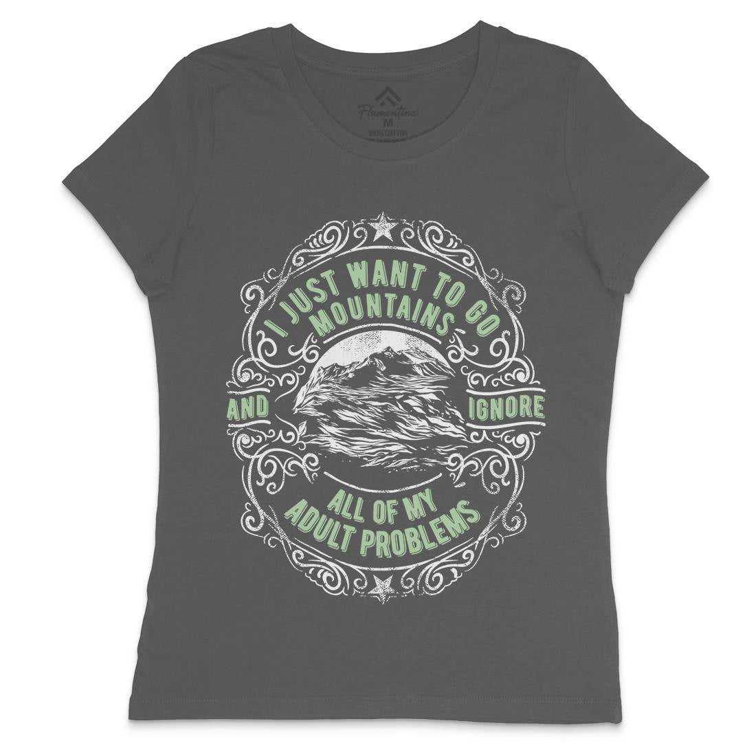 I Want To Go Mountains Womens Crew Neck T-Shirt Nature C948