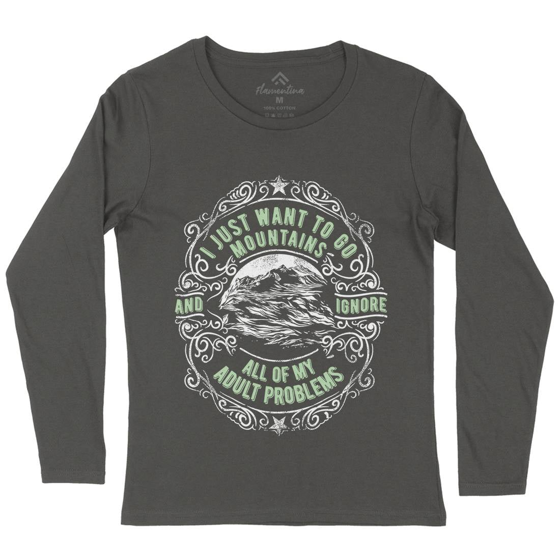 I Want To Go Mountains Womens Long Sleeve T-Shirt Nature C948