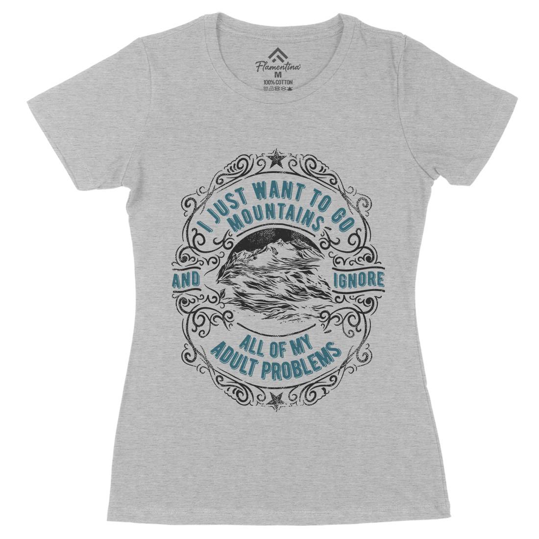 I Want To Go Mountains Womens Organic Crew Neck T-Shirt Nature C948