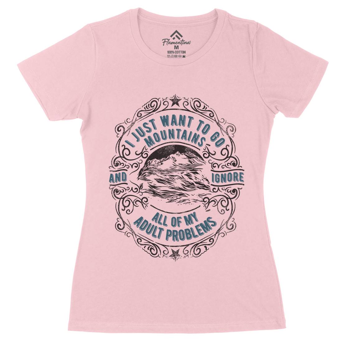 I Want To Go Mountains Womens Organic Crew Neck T-Shirt Nature C948