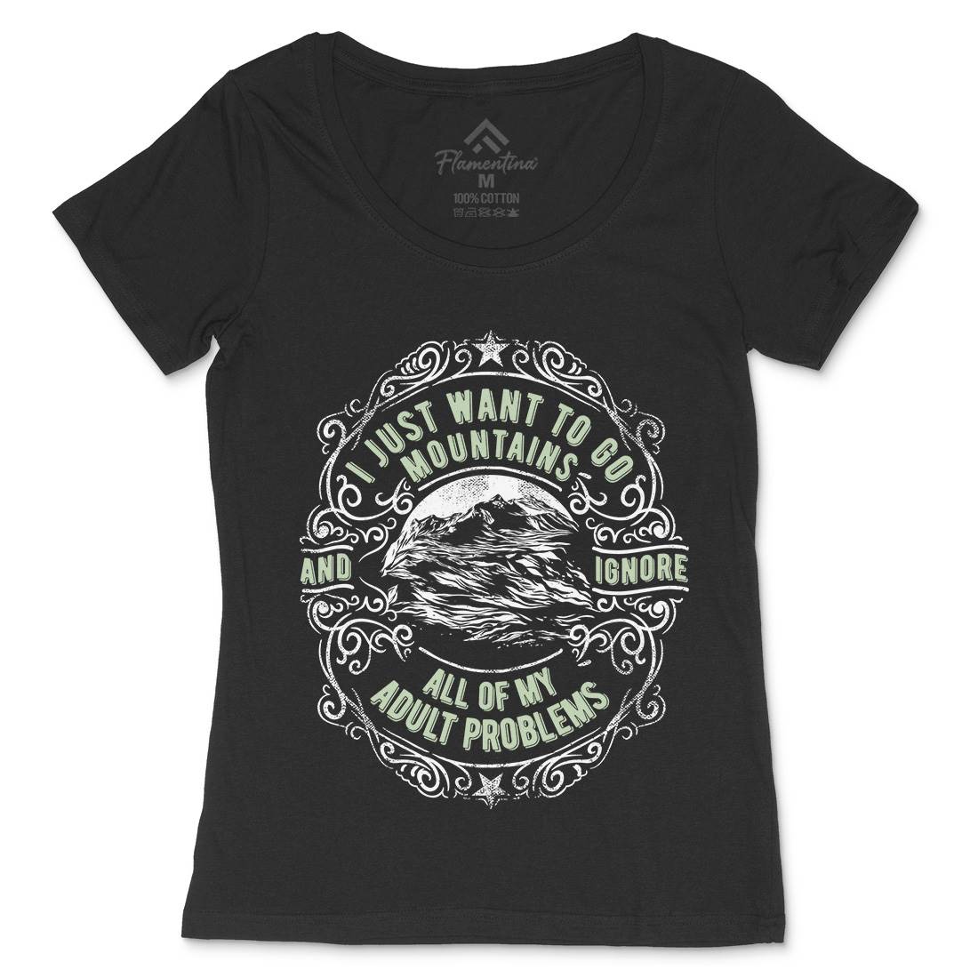 I Want To Go Mountains Womens Scoop Neck T-Shirt Nature C948