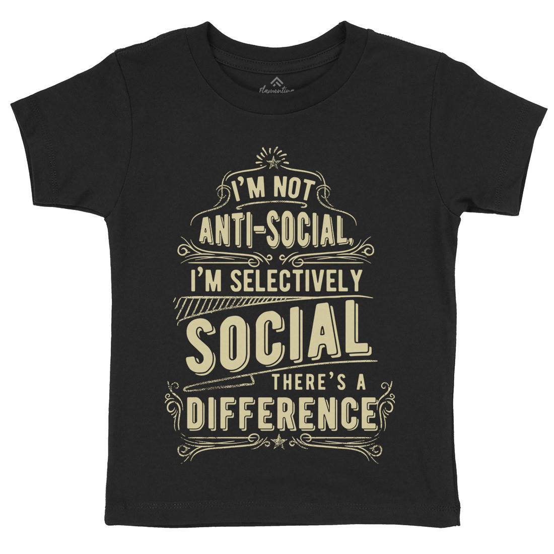 I&#39;M Not Anti-Social Kids Organic Crew Neck T-Shirt Quotes C950