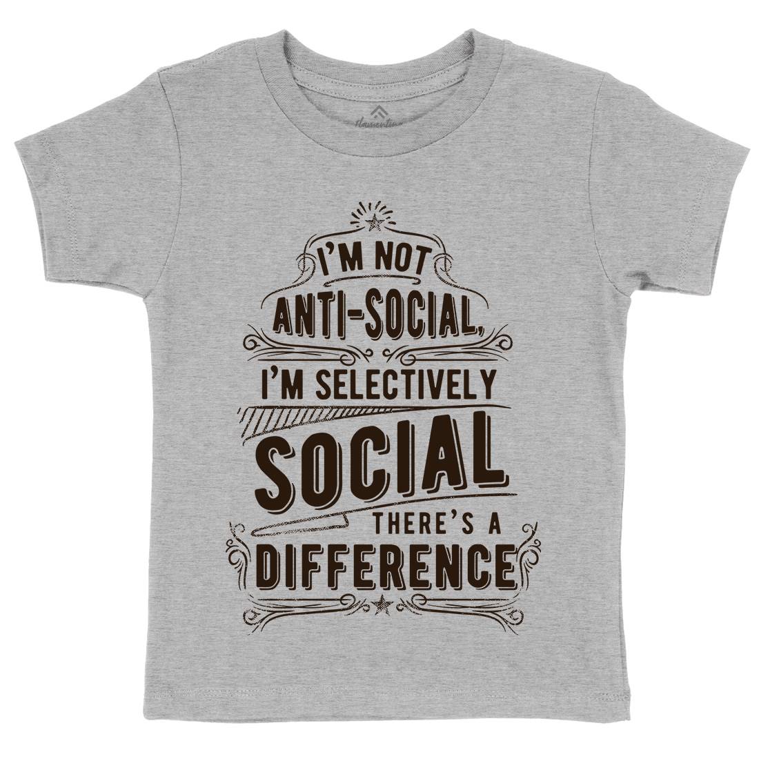 I&#39;M Not Anti-Social Kids Organic Crew Neck T-Shirt Quotes C950
