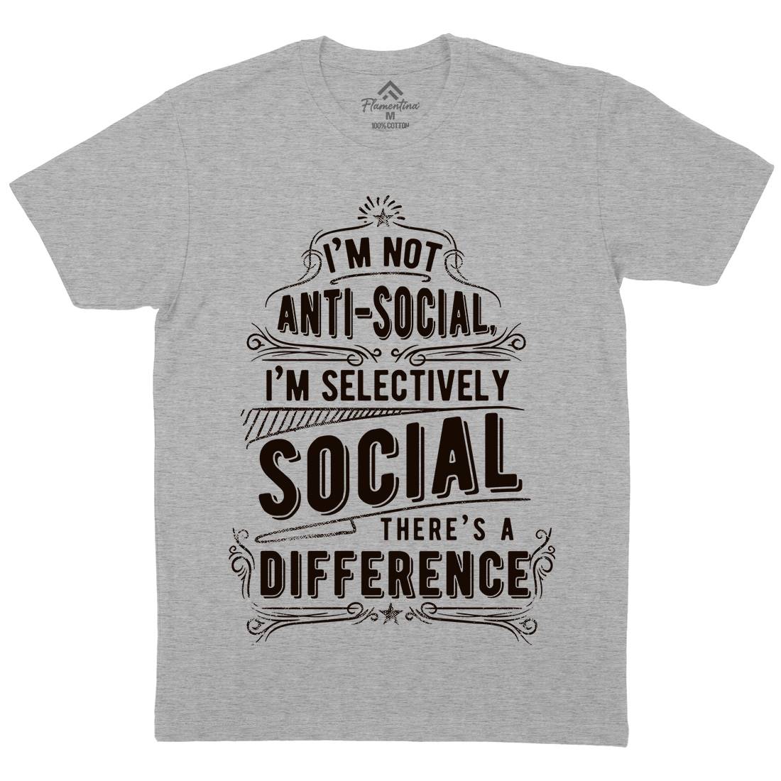 I&#39;M Not Anti-Social Mens Crew Neck T-Shirt Quotes C950