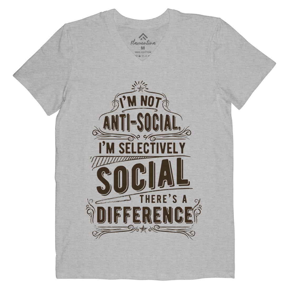 I&#39;M Not Anti-Social Mens V-Neck T-Shirt Quotes C950