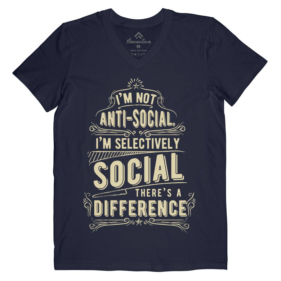 I&#39;M Not Anti-Social Mens Organic V-Neck T-Shirt Quotes C950