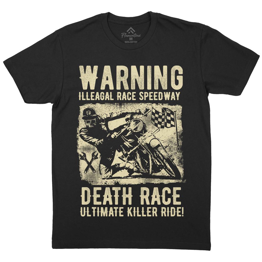 Illegal Race Speedway Mens Organic Crew Neck T-Shirt Motorcycles C951