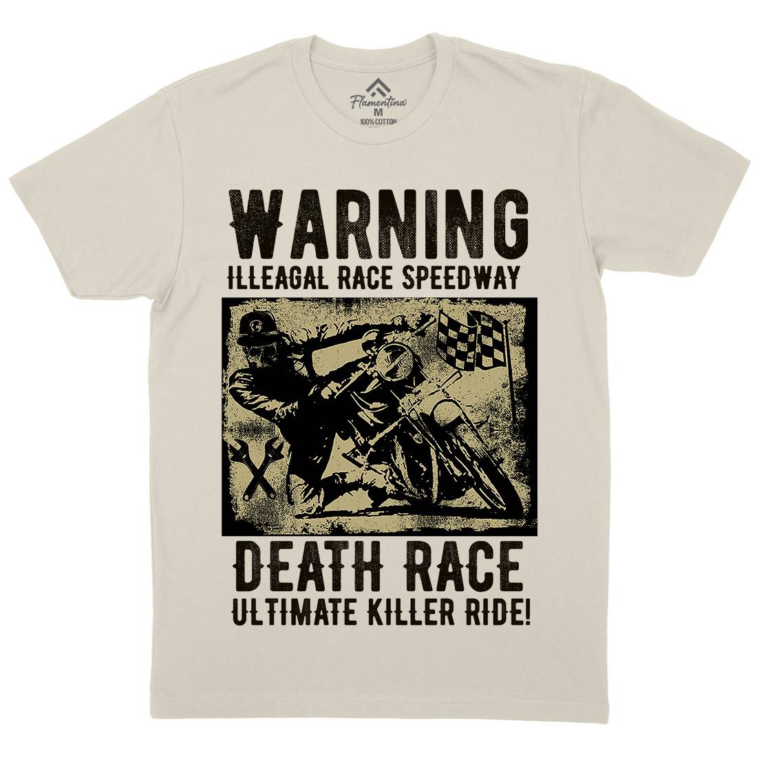 Illegal Race Speedway Mens Organic Crew Neck T-Shirt Motorcycles C951