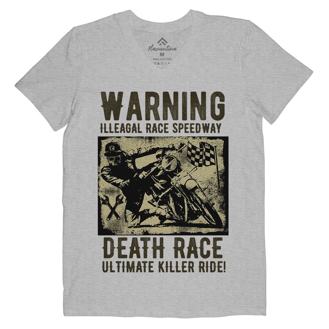 Illegal Race Speedway Mens V-Neck T-Shirt Motorcycles C951