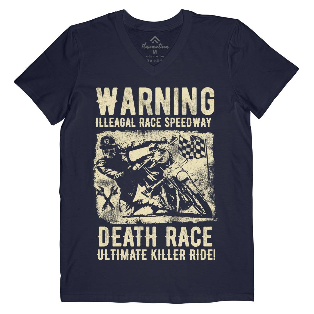 Illegal Race Speedway Mens Organic V-Neck T-Shirt Motorcycles C951