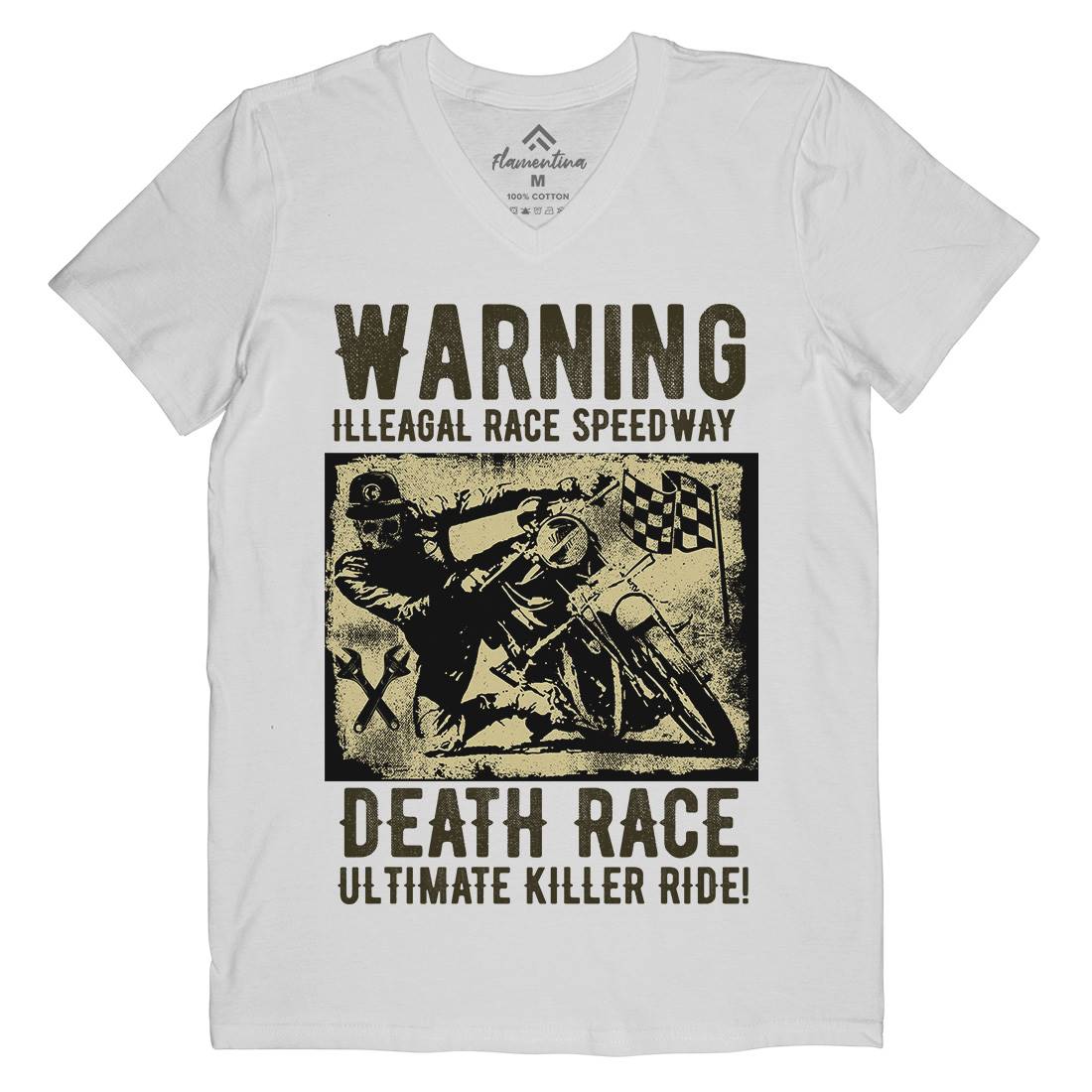 Illegal Race Speedway Mens Organic V-Neck T-Shirt Motorcycles C951