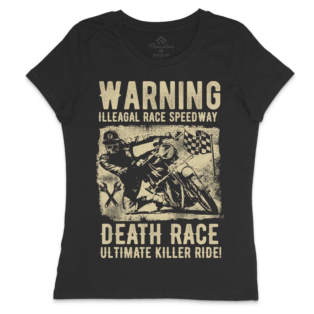 Illegal Race Speedway Womens Crew Neck T-Shirt Motorcycles C951