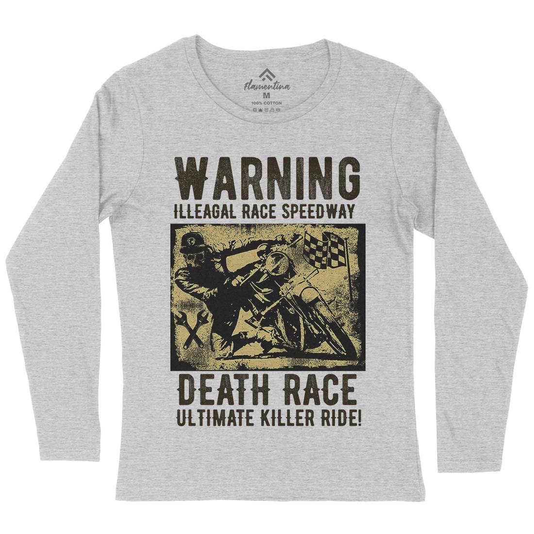 Illegal Race Speedway Womens Long Sleeve T-Shirt Motorcycles C951