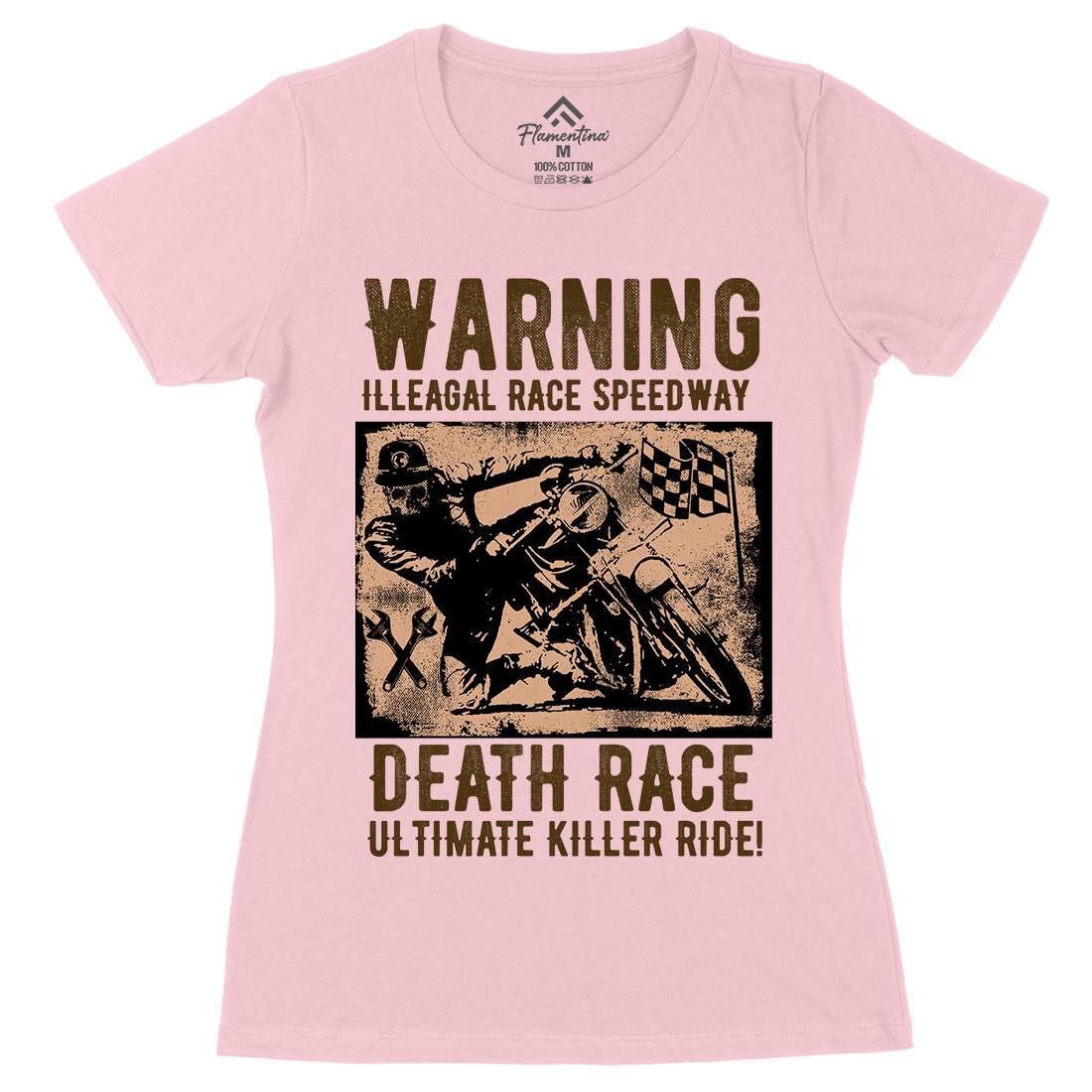 Illegal Race Speedway Womens Organic Crew Neck T-Shirt Motorcycles C951