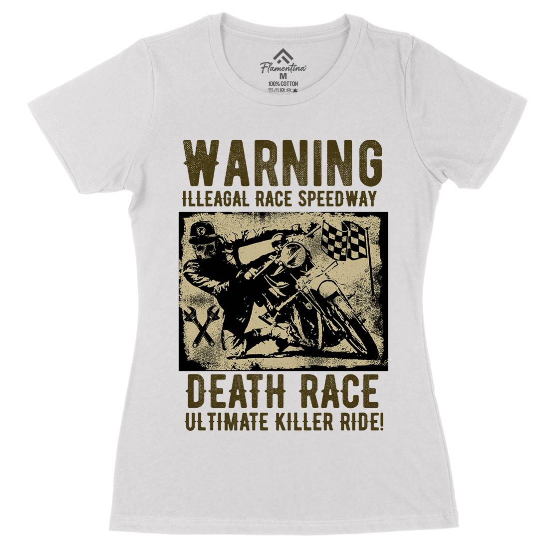 Illegal Race Speedway Womens Organic Crew Neck T-Shirt Motorcycles C951