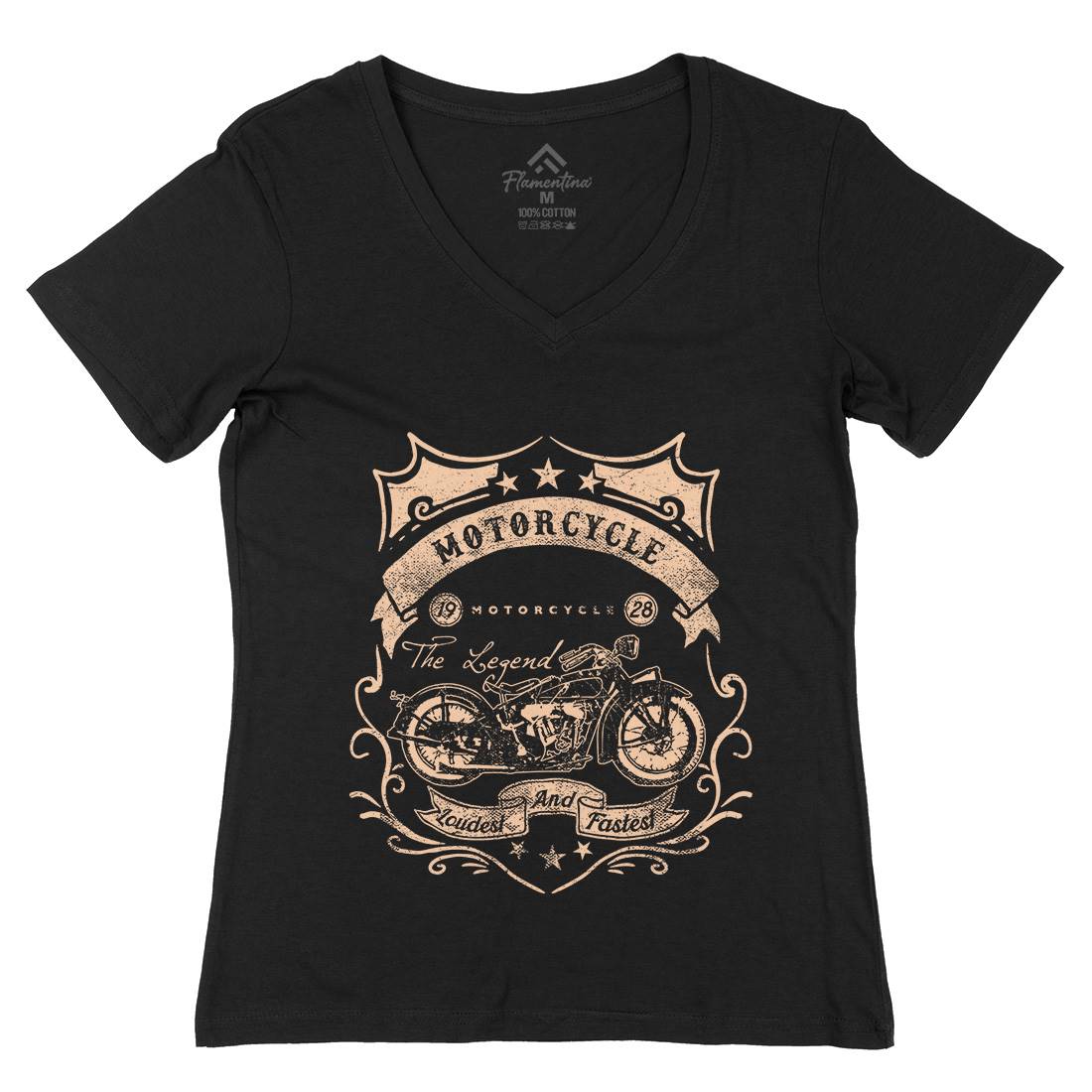 Motorcycle Club Womens Organic V-Neck T-Shirt Motorcycles C952