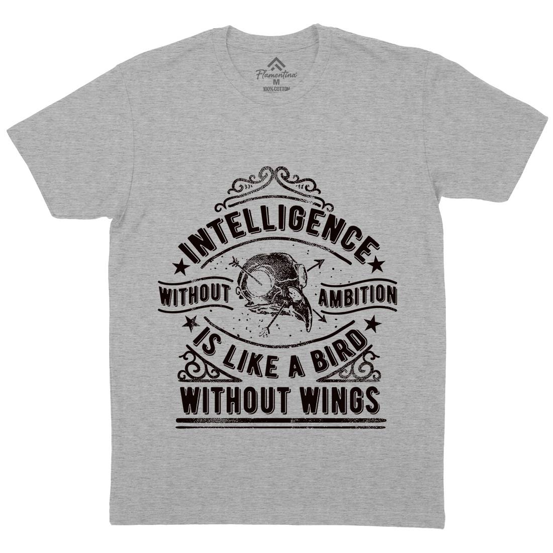 Intelligence Without Ambition Mens Organic Crew Neck T-Shirt Quotes C953