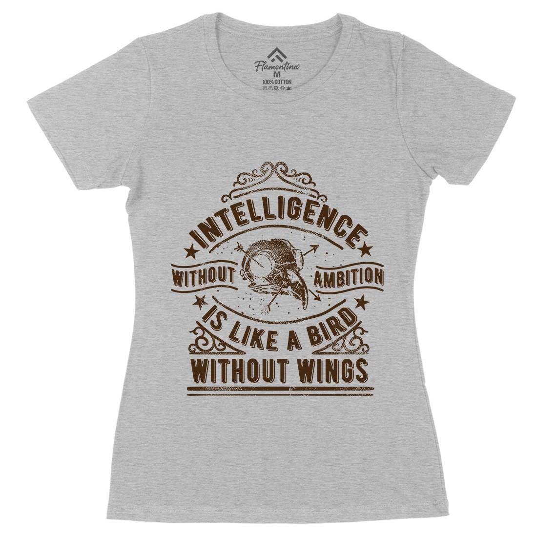 Intelligence Without Ambition Womens Organic Crew Neck T-Shirt Quotes C953