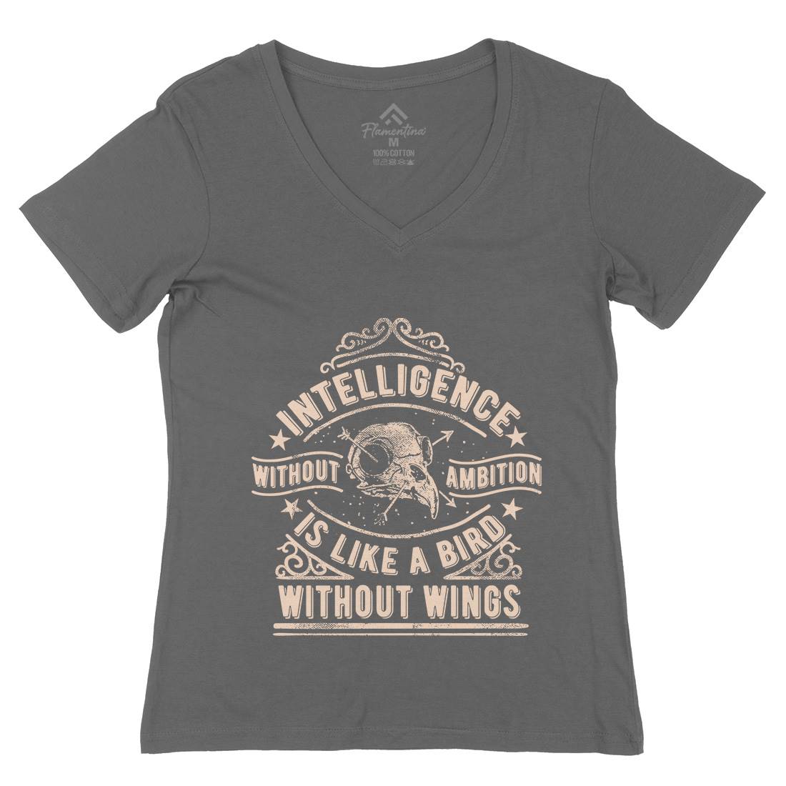 Intelligence Without Ambition Womens Organic V-Neck T-Shirt Quotes C953