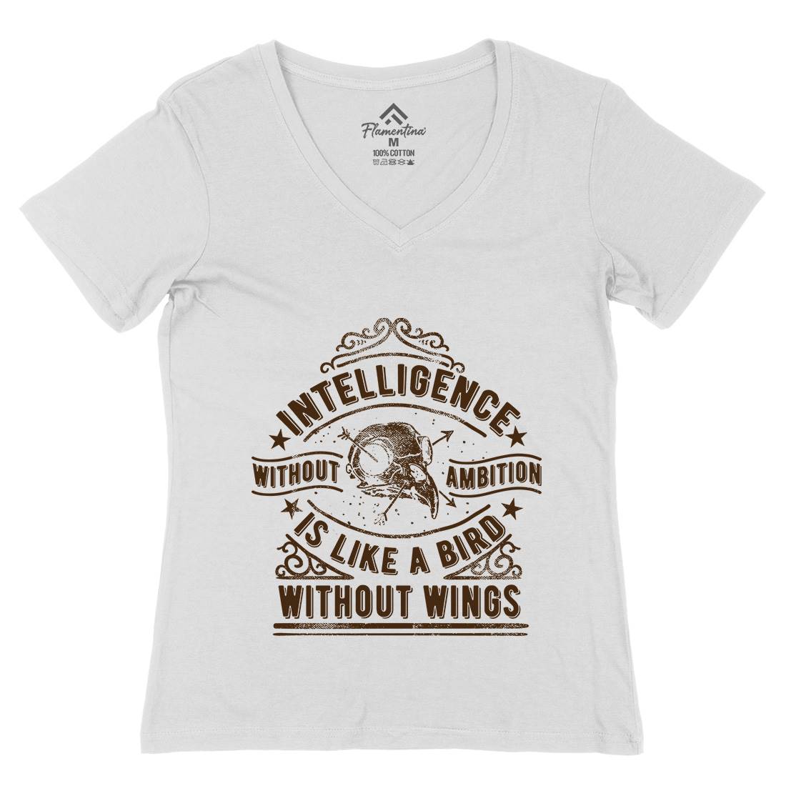Intelligence Without Ambition Womens Organic V-Neck T-Shirt Quotes C953