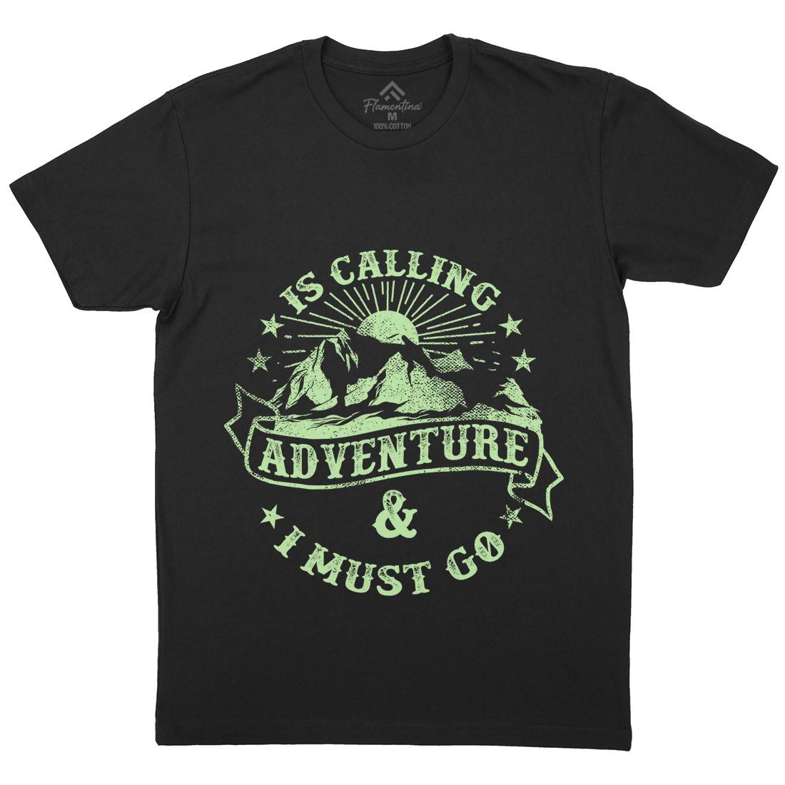 Is Calling Adventure Mens Organic Crew Neck T-Shirt Nature C954