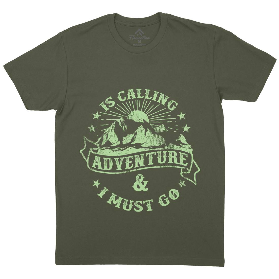 Is Calling Adventure Mens Organic Crew Neck T-Shirt Nature C954