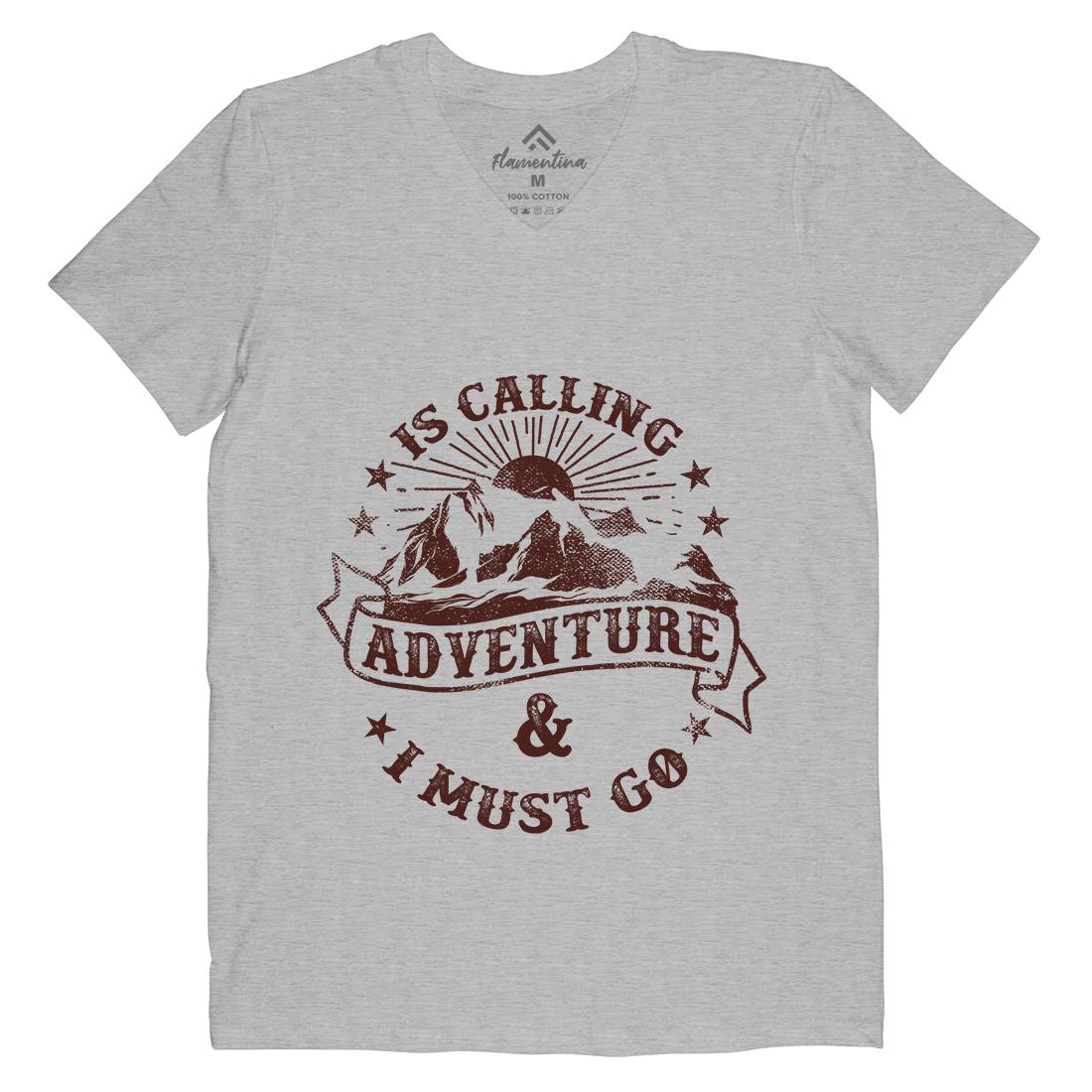 Is Calling Adventure Mens V-Neck T-Shirt Nature C954