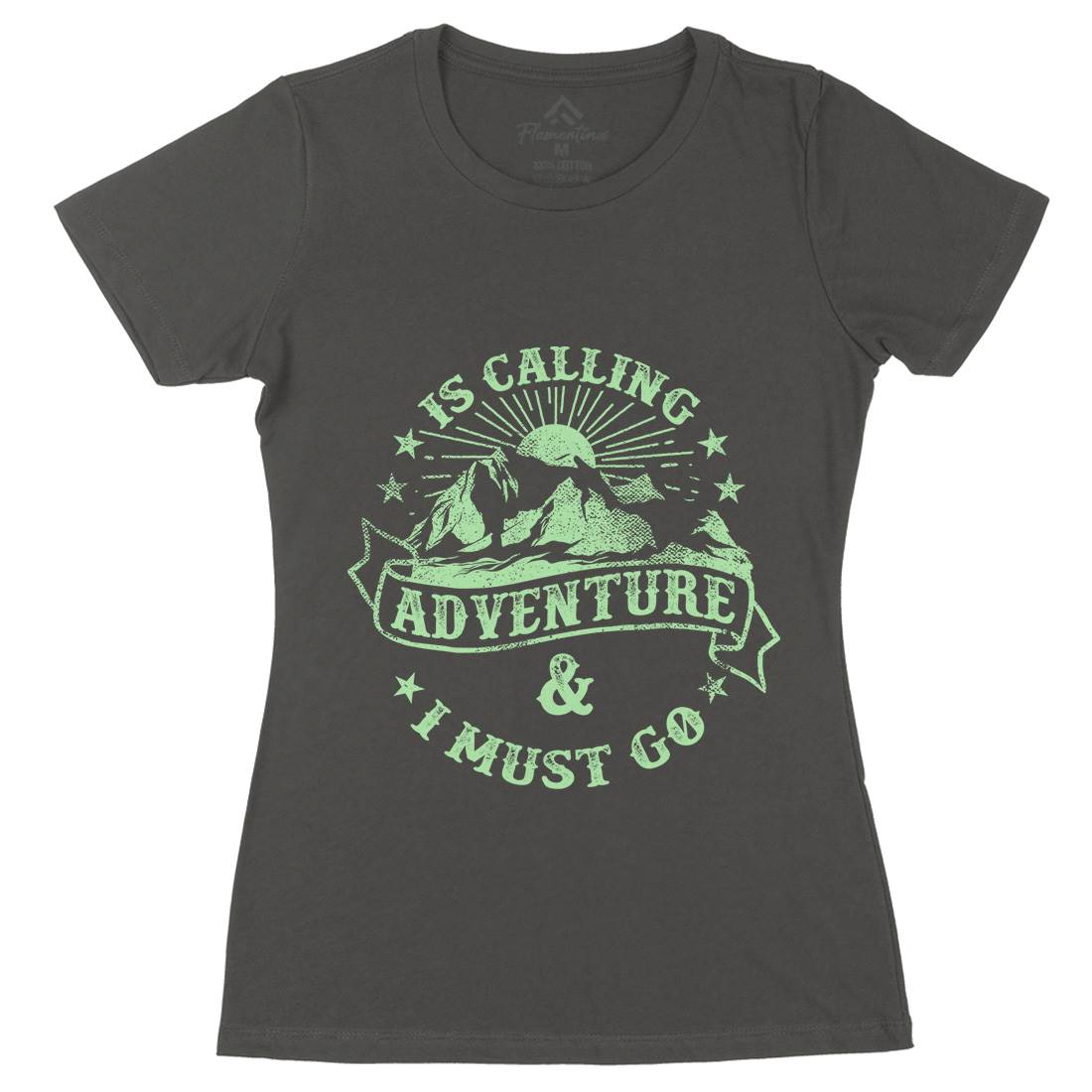 Is Calling Adventure Womens Organic Crew Neck T-Shirt Nature C954