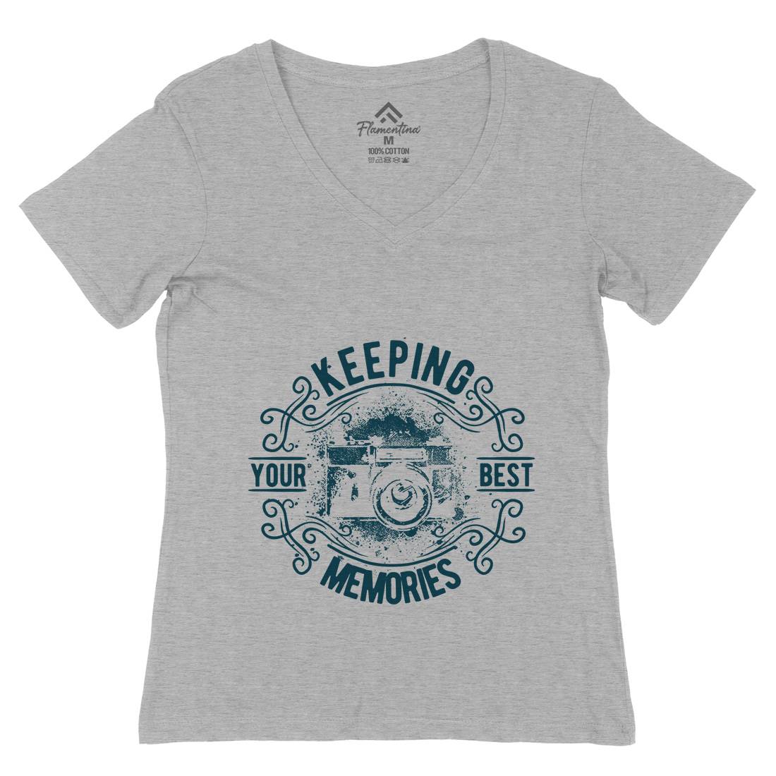 Keeping Your Best Memories Womens Organic V-Neck T-Shirt Media C955