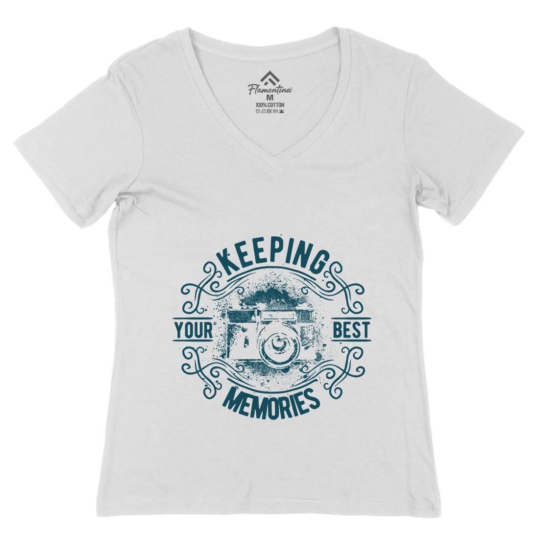 Keeping Your Best Memories Womens Organic V-Neck T-Shirt Media C955