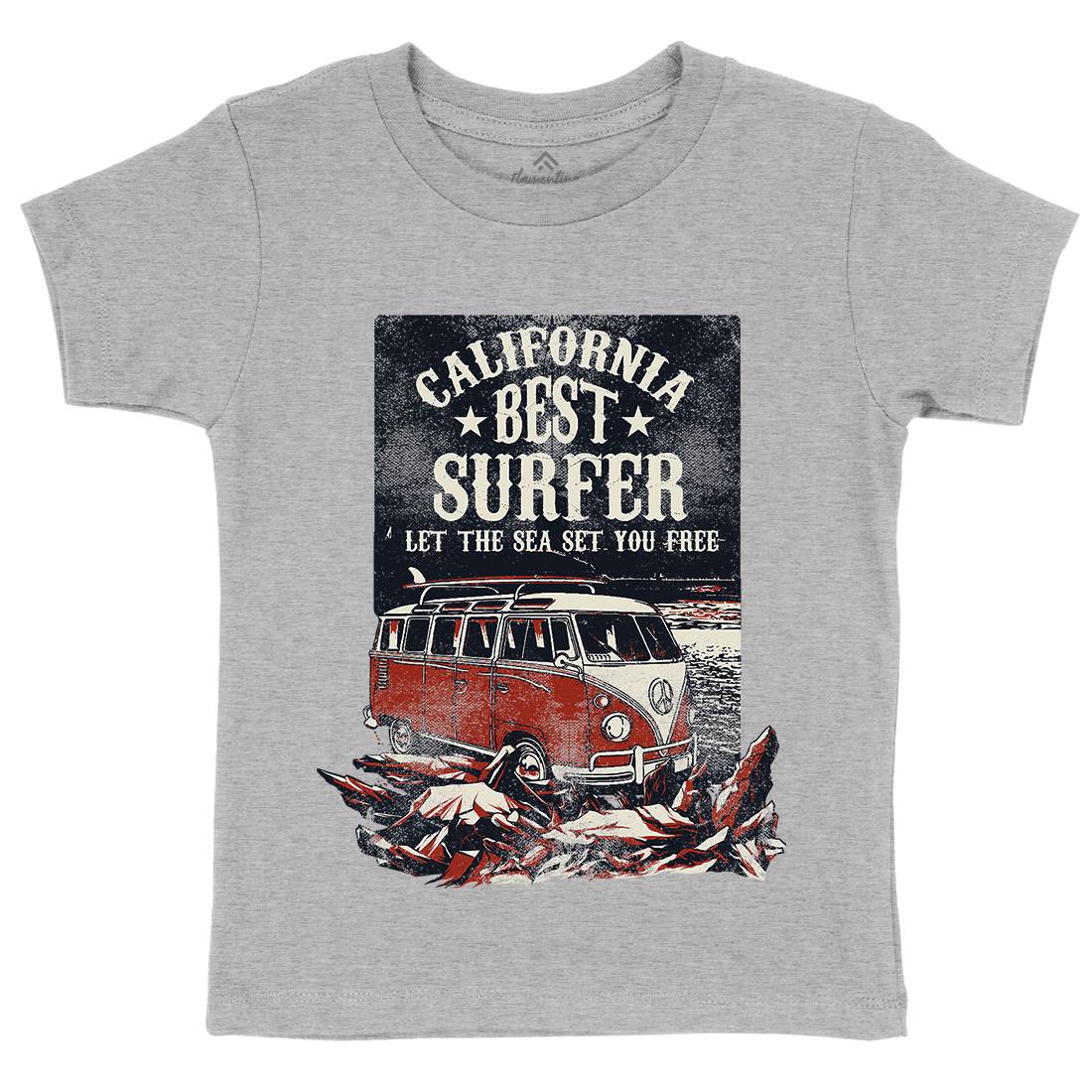 Let The Sea Set You Free Kids Crew Neck T-Shirt Surf C956
