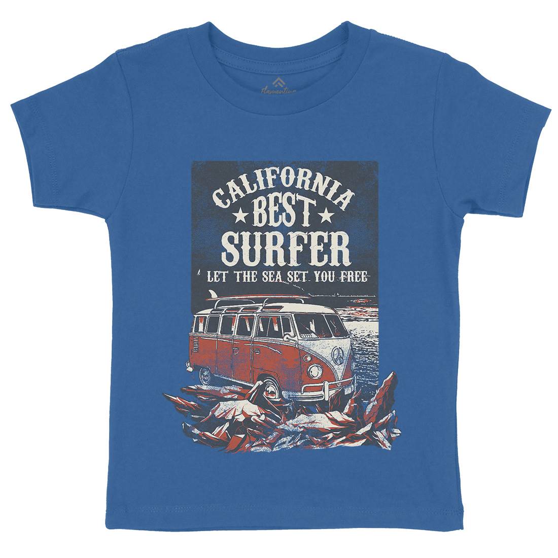 Let The Sea Set You Free Kids Crew Neck T-Shirt Surf C956
