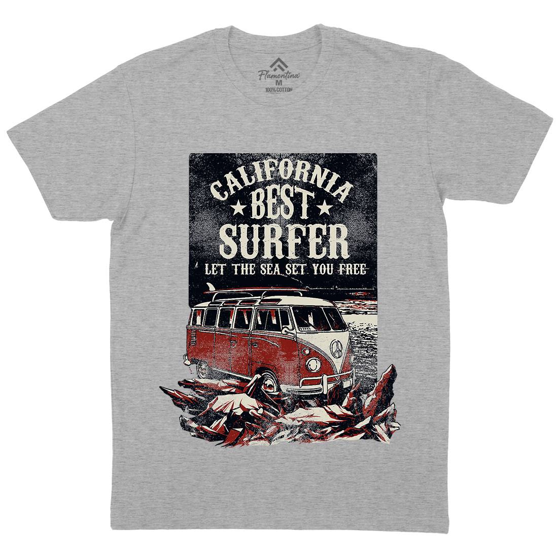Let The Sea Set You Free Mens Crew Neck T-Shirt Surf C956
