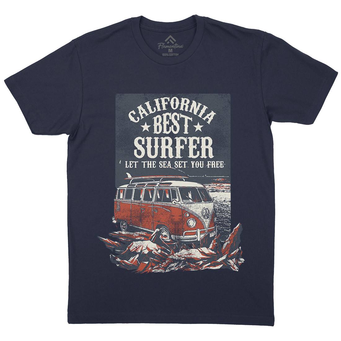 Let The Sea Set You Free Mens Crew Neck T-Shirt Surf C956